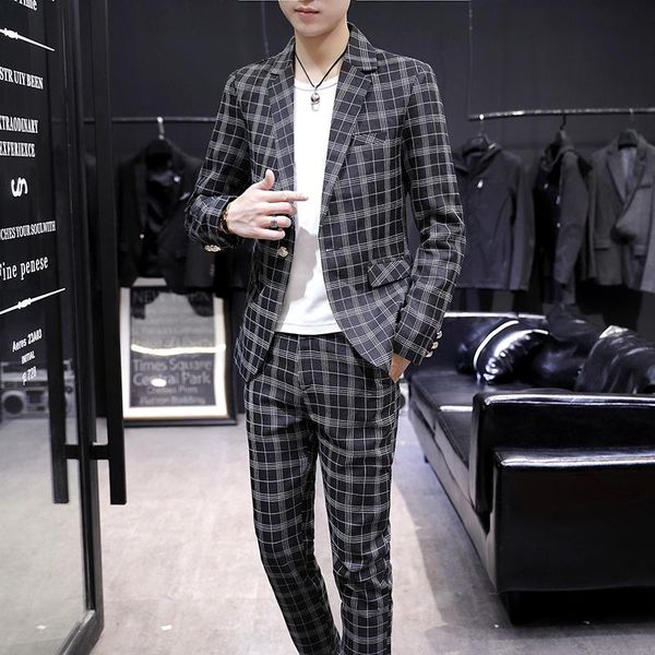 

casual suit men's korean slim autumn coat trend suits & blazers, White;black