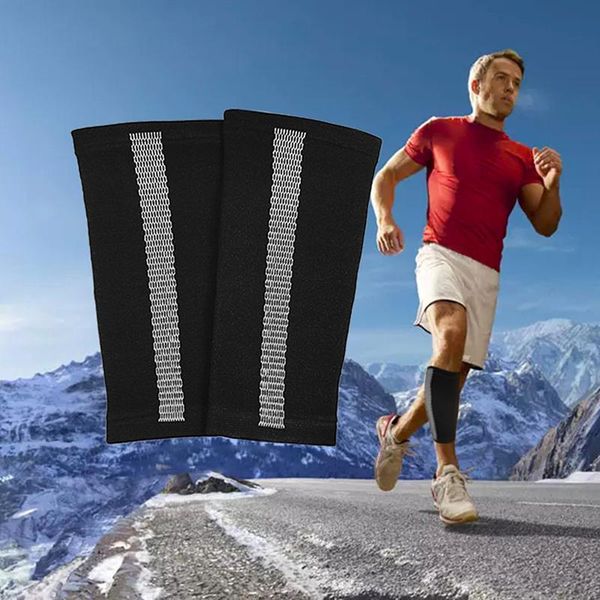 

outdoor training exercise athletic leg support calf elastic breathable knitted sports wrap guard shin sleeve protector arm & warmers, Black