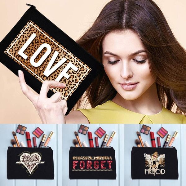 

cosmetic bags & cases casual leopard pattern women's bag makeup female handbags school pencil