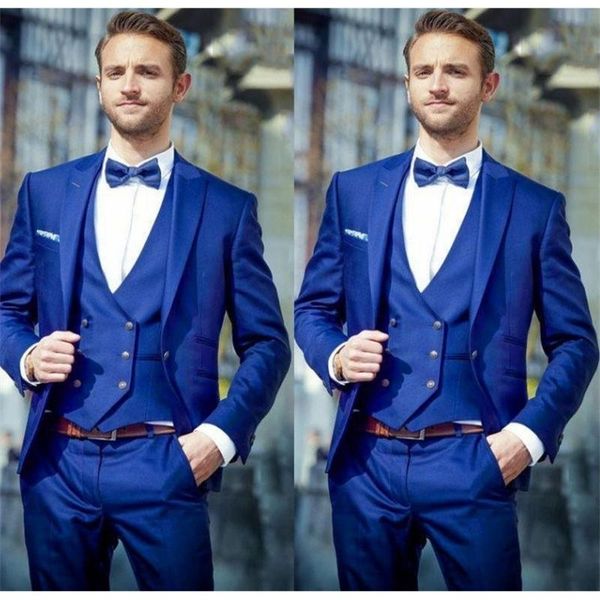 

men's suits & blazers blue business casual suit three piece bridegroom man wedding banquet men, White;black