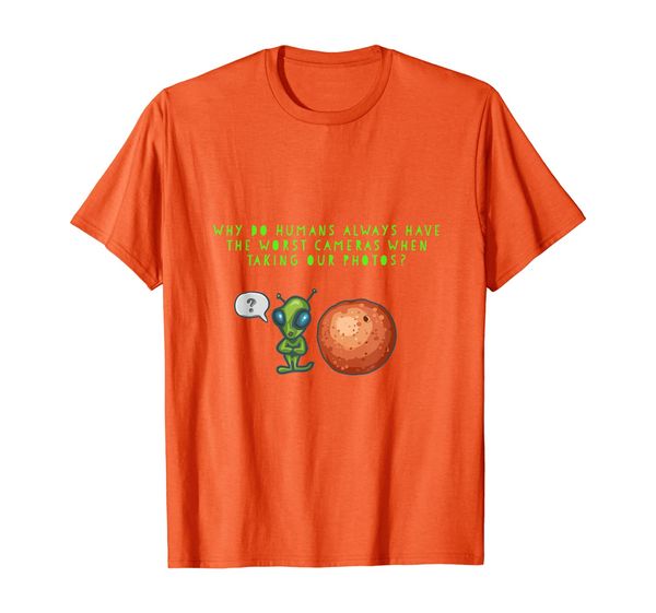 

aliens questioning humans camera ability quality tee shirt, White;black