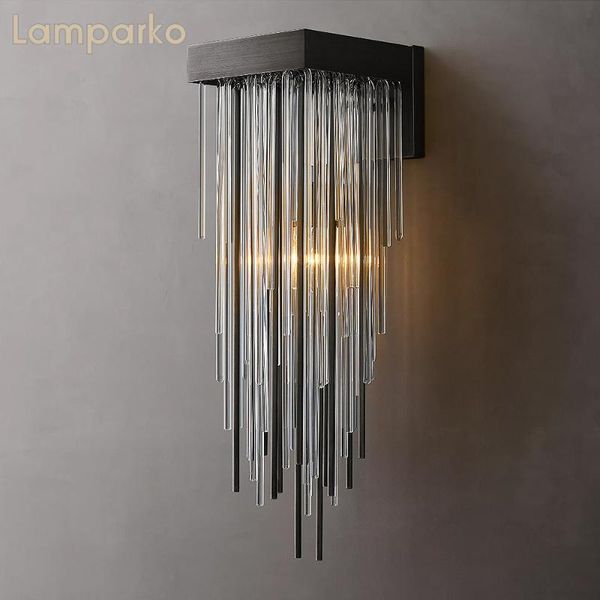 

contemporary led chandelier lighting modern clear crystal bedroom wall sconce light black indoor mounted lamp art deco