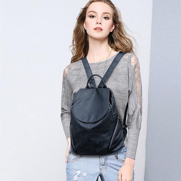 

outdoor bags anti-theft shoulder bag woman 2021 korean version of personality hundred leather sheepskin soft fashion lady backpack