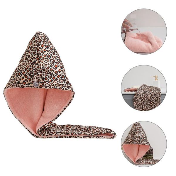 

shower caps 1pc leopard hair wrapping hat drying household bathroom towel