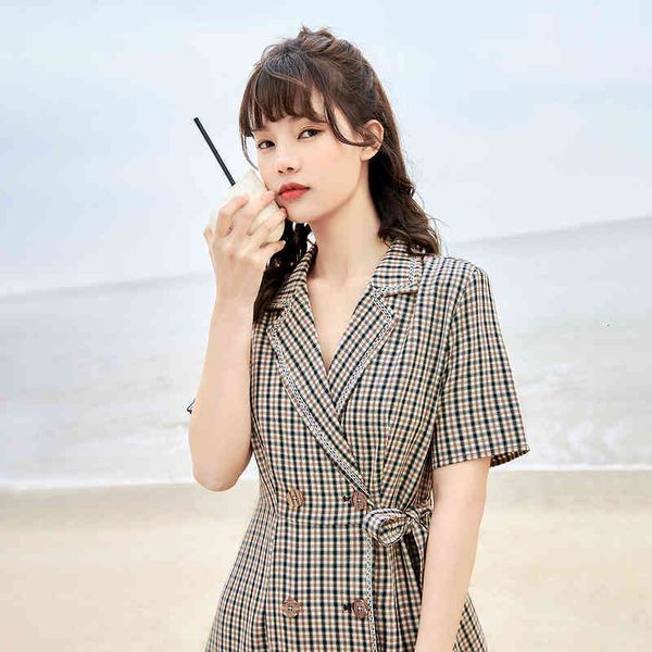 

casual dresses dress dress ladies plaid summer arrival retro short sleeve slim a-line skirt gyb0, Black;gray