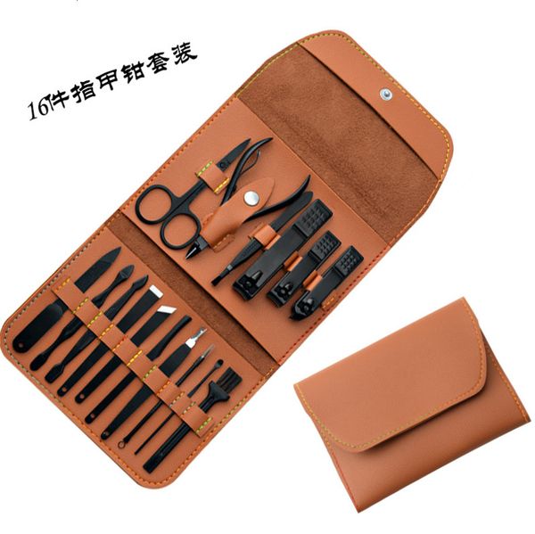 

stainless 16 piece black clippers nail and pedicure tools set