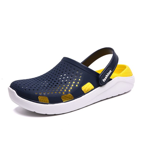 

slippers summer men beach flip flops integrated eva jelly sandals fashion lover aqua water shoes holes garden clogs slides rx63, Black