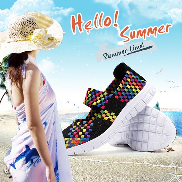 

sneakers women woven shoes woman colorful light breathable flats shoes females walking ladies shoes big size woven sandals1, Black