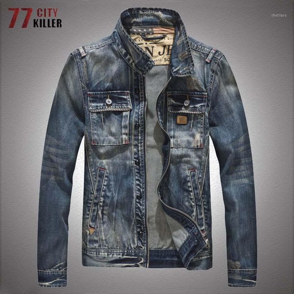

men's jackets motorcycle denim men streetwear washed zipper cowboy coats mens cotton vintage slim fit cycling jeans jacket size m-5xl, Black;brown