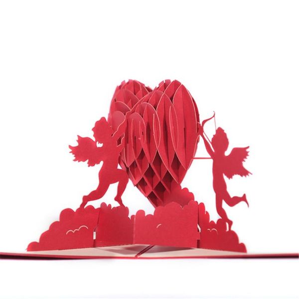 

greeting cards 4pcs/set romantic card popup invitation cupid heart up handmade paper to lovers