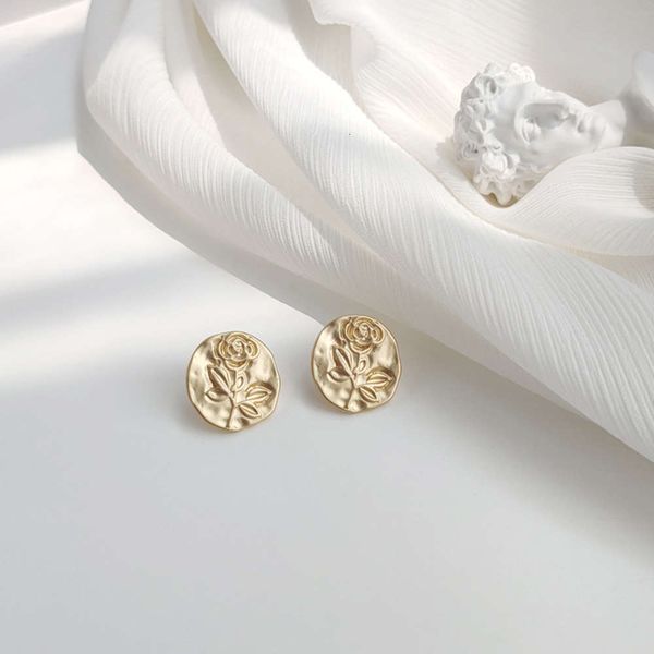 

matte earrings female irregular circular rose pattern earrings