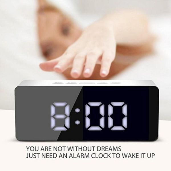 

other clocks & accessories digital led creative mirror alarm clock plastic electronic for bedrooms with snooze