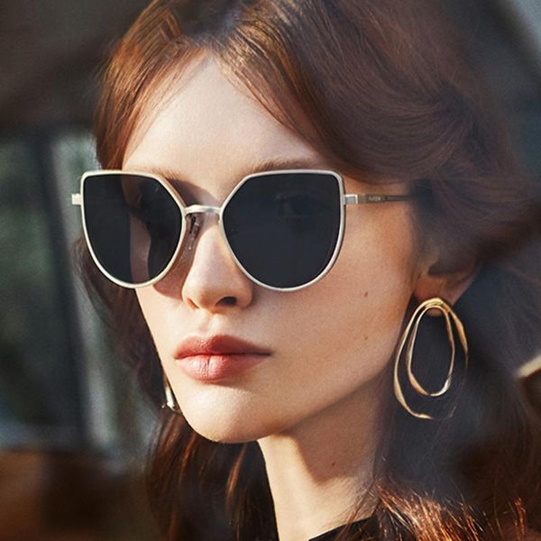

sunglasses clear gradient lens cat eye women brand designer metal frame oversized shade vintage female eyewear uv400 protection, White;black