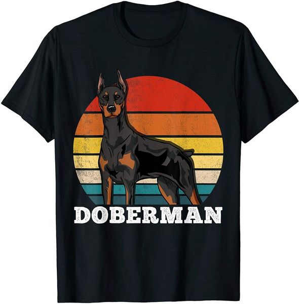 

doberman retro t-shirt for dog lovers size s-5xl, White;black