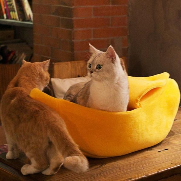 

cat beds & furniture banana bed house cozy cute puppy cushion kennel warm portable pet basket supplies mat for cats kittens