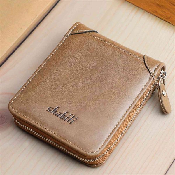 

oil wax mens wallet short casual retro zipper small young korean fashion pu coin purse, Red;black
