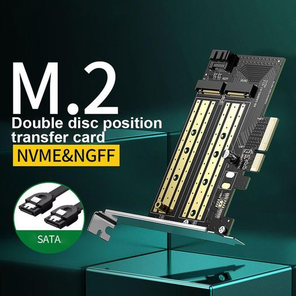 

computer cables & connectors pci-e to m.2 adapter high speed dual port ngff nvme card for m-key/b-key ssd expansion cards