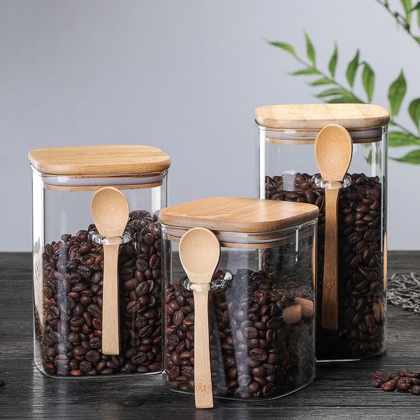 

ideas 800-1200ml with spoon sealed jar storage tank condiment coffee beans kitchen supplies sugar bottle tea box bottles & jars