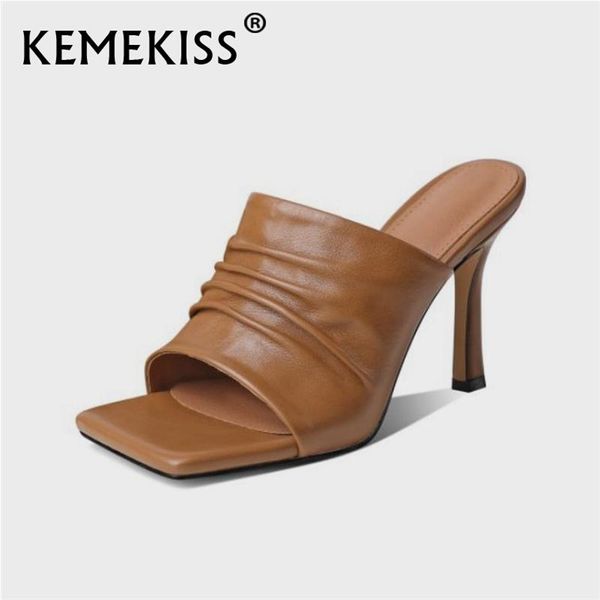

dress shoes kemekiss 2021 fashion thin high heel sandals for women summer square toe street outdoor lady footwear size 34-43, Black