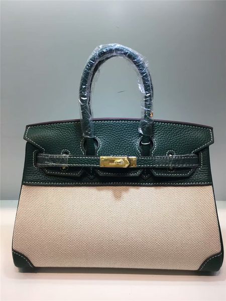 

design purse leather bag with canvas and one shoulder slanting
