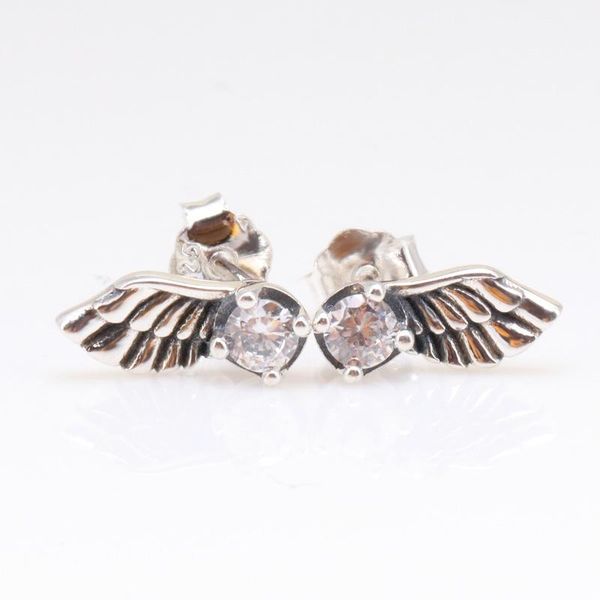 

other original 925 sterling silver angel wing pan earrings creative feather earring for women gift jewelry, Golden;silver