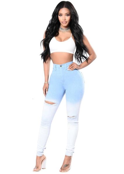 

Women's Jeans Ripped For Women Skinny Slim Denim Destroyed Hole Casual Stretch Pencil Pants Trousers D72Y, Blue