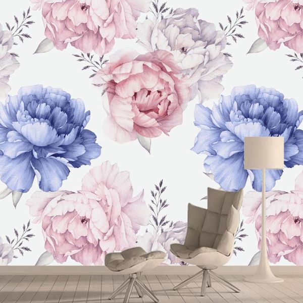 Papéis de parede Papéis de parede Retro de pintura floral personalizada Decoração de casa Paredes Papel Murais 3D para sala de estar TV Desktop Contato Rolls de parede