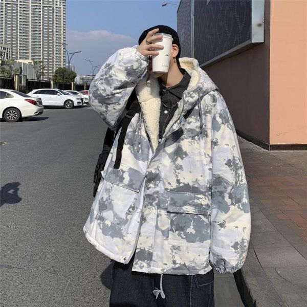 

men's down & parkas woolen jackets hooded oversized winter coats hip hop warm streetwear outerwear, Black