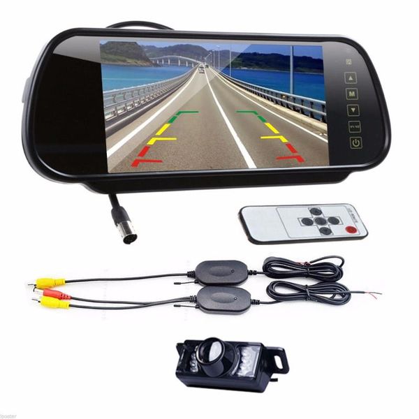 

cameras lcd mirror monitor +wireless car reverse rear view backup camera night vision