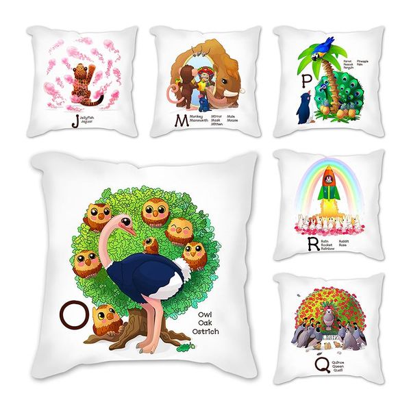 

jaguar kiwi lion mole letter pattern printed polyester peachskin cushion cover pillow case sofa living room car home decoration cushion/deco