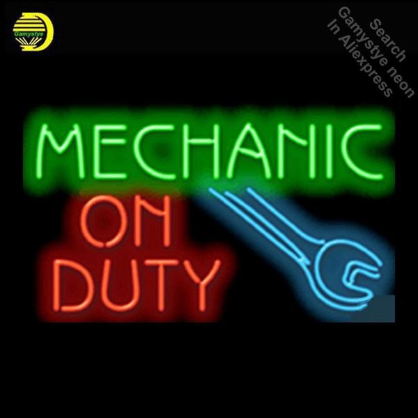 

other lighting bulbs & tubes mechanic on duty repair car auto glass tube neon sign handcrafted automotive signs shop store business signboar