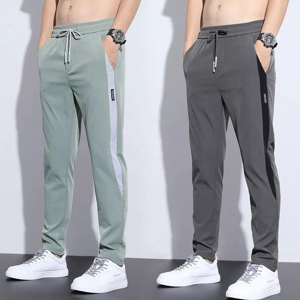 

men's pants 2021 mens casual basic business trousers regular straight pocket details stretch male big size 38, Black