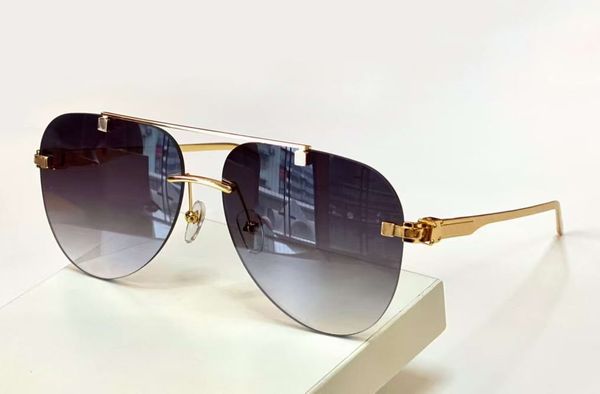 

2106 gold pilot sunglasses rimless frame grey gradient lens men fashion sun glasses uv400 protecton eyewear with case, White;black