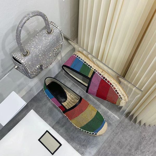 

women shoes luxury designer sandals fashion canvas fisherman womens casual shoe rainbow stripes pattern size 34-42 xx-0226, Black