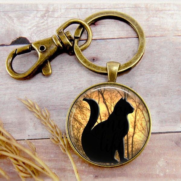 

keychains black cat key ring chain buckle pendant birthday festival anniversary gift jewelry accessories, Silver