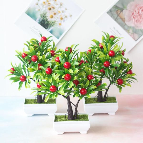 

decorative flowers & wreaths 24x25cm artificial red fruit tree potted bonsai home office living room decoration fake plants party festive su