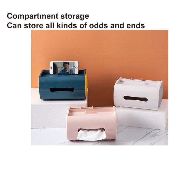 

creative double layer dividing storage paper towel cassette color contrast desktissue box mobile phone bracket carton boxes & napkins