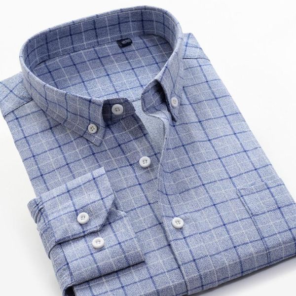 

10xl men's long-sleeved shirt 2021 autumn and winter thick warm pure cotton youth fashion casual classic plaid shirts, White;black
