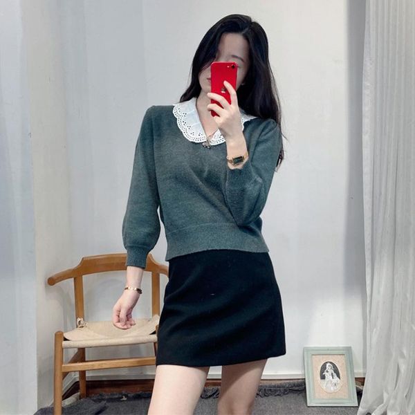 

women's sweaters women sweater 2021 autumn and winter hollow lace, White;black