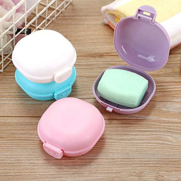 Piatti di sapone da viaggio in plastica con coperchio Bagno Macaroon Box Supporto portatile 5 colori disponibili RH3243