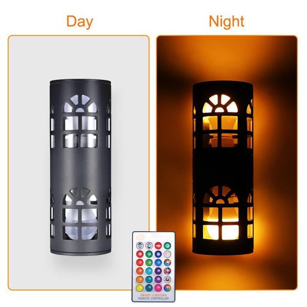 

wall lamp waterproof outdoor light led bedside rgb remote control double head garden