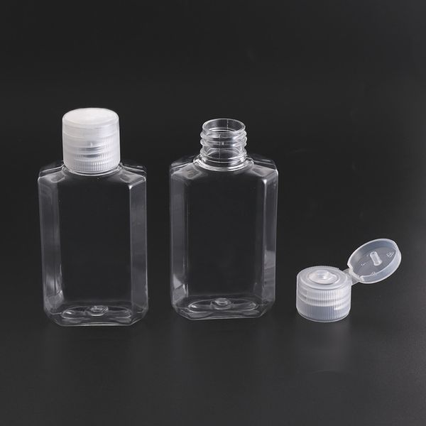 Garrafa vazia de plástico transparente 30 ml 60 ml Recursa de viagem Recurso garrafa cosmética com tampa de flip para loção líquida de shampoo