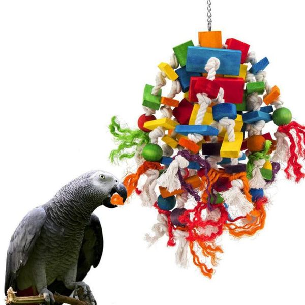 

other bird supplies wooden cotton rope bite toy for large medium parrot