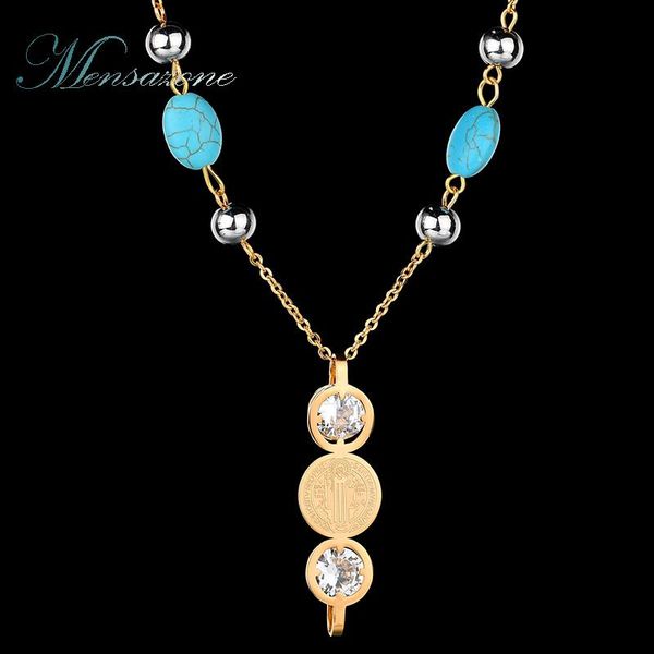

pendant necklaces mensazone christian stainless steel jesus necklace cz stone round for women drop, Silver