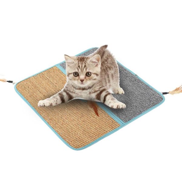 

toys interesting feather protecting furniture pet scratching pad sofa grinding playing cat teaser sisal carpet mat kitten board