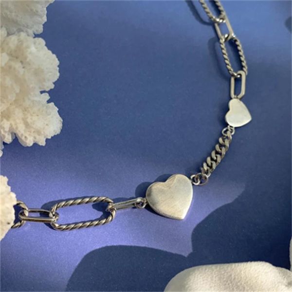 

chains heart chain choker necklace for women retro necklaces aesthetic jewellery party gift collar wholesale, Silver