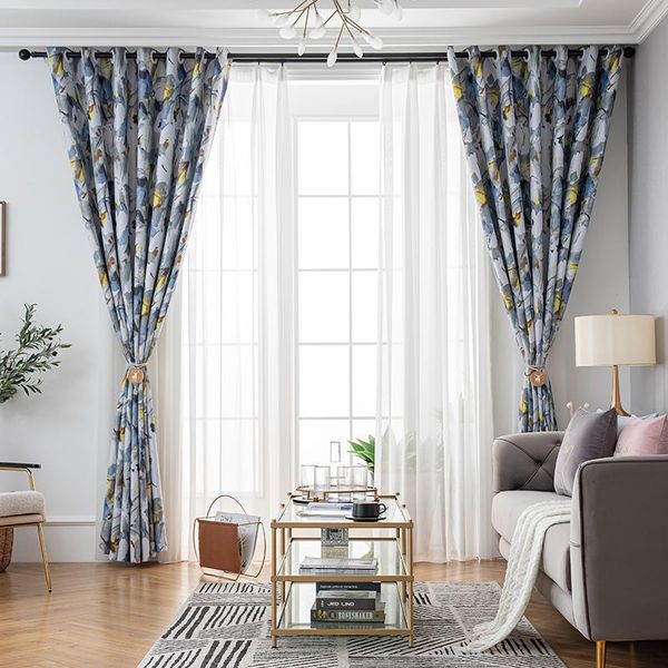 

curtain & drapes modern blackout curtains ink yellow flower pattern for living room window bedroom shading ready made finished b 2jl617