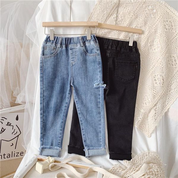 

autumn arrival girls fashion denim pants kids hole jeans trosuers, Blue