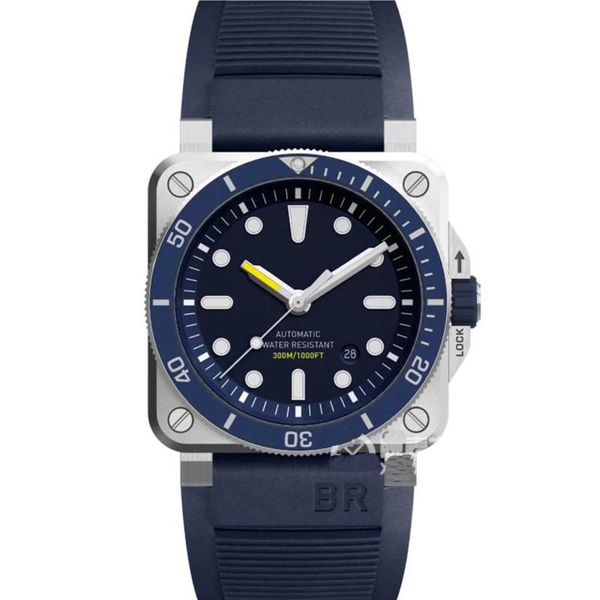 

wristwatches 2021 men automatic mechanical ceramic bezel watch bell aviation sport dive watches black blue rubber waterproof, Slivery;brown