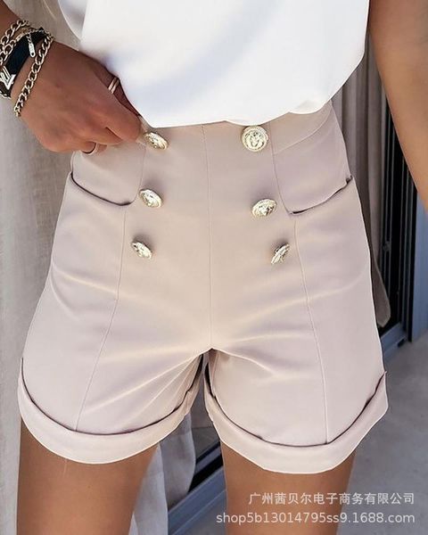 

women's shorts women 2021 apricot button hem casual, White;black